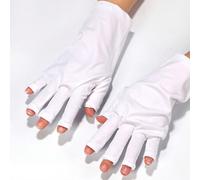 Shein Guantes de protección con gel contra los rayos UV para manicuras, protegen las manos para el arte de uñas, guantes sin dedos elásticos para uso en el