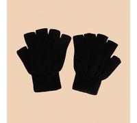 Shein Guantes de punto de media dedos de unicolor unisex, de unicolor clásico, con buen calor, fáciles para escribir y trabajar, adecuados para niños y niña