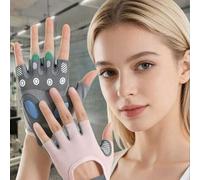 Shein Guantes deportivos navideños unisex, guantes con dedos medios antideslizantes y acolchados, adecuados para levantamiento de pesas y yoga, hechos de se