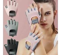 Shein Guantes deportivos navideños unisex, guantes con dedos medios antideslizantes y acolchados, adecuados para levantamiento de pesas, yoga, guantes de fi