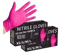 Shein Guantes desechables de nitrilo color rosa, paquete de 10 piezas/20 piezas/50 piezas/100 piezas, adecuados para trabajos domésticos, lavar platos, lava