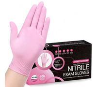 Shein Guantes desechables rosa pastel - Guantes de nitrilo sin látex, sin polvo, para limpieza del hogar, limpieza multiusos, tatuajes y tinte de cabello -
