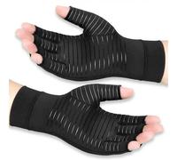 Shein Guantes sin dedos de compresión de cobre para hombres y mujeres, guantes de masaje para ciclismo, bicicleta, conducir, ejercicio, entrenamiento, acond