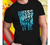 Shein GUESS WHAT WEEK IT IS Camiseta Hombre Moda Casual Algodón Confort Suave Nueva Temporada Oferta Exclusiva Regalo Ideal Descuento Limitado