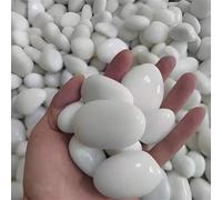 Shein Guijarros blancos naturales de río premium, piedras de huevo de ganso auténticas, sustrato decorativo para acuario de alto brillo, adecuado para camin