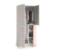 Shein Habitdesign Armario Juvenil il Modelo Nube abado en Color Blanco Alpes Gris y Rosa Pastel Medidas: 90 cm Ancho x 200 cm (Alto) x 52 cm (Fondo)