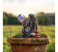Shein Hada del jardín encantado con bola de cristal mágica - Estatua de estilo bohemio para exteriores, perfecta para regalos de Acción de Gracias y anivers