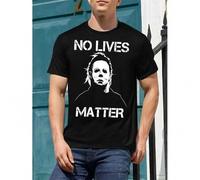 Shein Halloween Michael Myers, 1 piece, 100% cotton T-shirt, life does not matter, high-quality breathable material, soft and skin friendly Tee For Adult, M