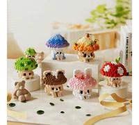 Shein Halloween/Súper Set de 6 lindos bloques de construcción con forma de seta, diseño adorable, paraíso de las setas, tiempo de juego, interacción padre-h