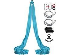 Shein Hamaca de yoga aérea de 10 x 2,8 m, color azul, ideal para interiores, con capacidad de carga máxima de 1000 kg, incluye calcetines, mosquetón de acer