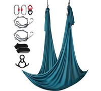Shein Hamaca de yoga aérea de 10 x 2,8 m, color verde, ideal para interiores, con capacidad de carga máxima de 1000 kg. Incluye calcetines, mosquetón de ace