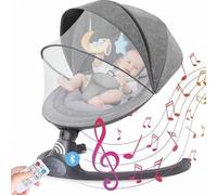 Shein Hamaca eléctrica para bebés, columpio eléctrico para bebés con música, 5 velocidades de balanceo, control remoto, arnés de 5 puntos, base estable, col