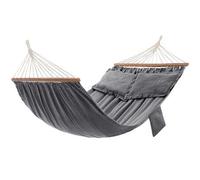 Shein Hamaca, Hamaca de exterior, Cama columpio, 2 barras de madera, con 2 almohadas, Capacidad de Carga 300 kg, 210 x 150 cm, Gris