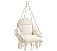 Shein Hamaca Silla, Silla Colgante, Cojín Grande y Grueso, Boho para Dormitorio, Balcón, Jardín, Sala de Estar, Soporta hasta 120 kg, Incluyen Accesorios, B