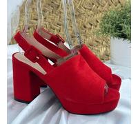 Shein Happy Calzados Sandalias de tacón grueso para mujer, tacones altos modernos y elegantes, diseño de boca de pez, adecuadas para el uso diario de estudi