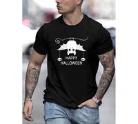 Shein Happy Halloween With A Simple Bat Pattern Printed Men's Casual Crew Neck Sport T-shirt For Summer Tee For Adult, Men, Women, Teen, Teenager, Adolescen