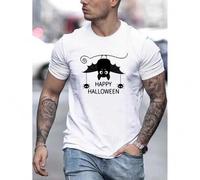 Shein Happy Halloween With A Simple Bat Pattern Printed Men's Casual Crew Neck Sport T-shirt For Summer Tee For Adult, Men, Women, Teen, Teenager, Adolescen