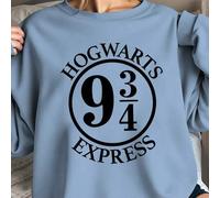 Shein Harry Potter, Harry Potter, Andén Nueve y Tres Cuartos a Hogwarts, estampado digital, silueta holgada, informal y versátil, tela gruesa, forro polar c