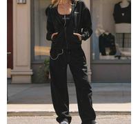Shein Harry Potter™ X Glowmode Sudadera con Capucha Oversize de Forro Polar Expecto Patronum con Cremallera Completa, Pedrería y Bolsillos Laterales, Ropa C
