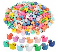 Shein HAWT 252 piezas de patitos de resina mini que brillan en la oscuridad, 18 colores, pequeños y lindos, efecto de brillo nocturno, modelo en miniatura d