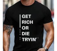 Shein Hazte rico o muere intentándolo por 50 céntimos (Camiseta de hombre), Camiseta de cuello redondo para hombre, 220 g/m², para verano, fabricada en puro