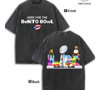 Shein "HERE FOR THE BENITO BOWL": camiseta colorida con estampado de horizonte, estilo retro para hombre, 100 % algodón, ropa urbana de moda, informal y cóm