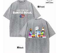 Shein "HERE FOR THE BENITO BOWL": camiseta colorida con estampado de horizonte, estilo retro para hombre, 100 % algodón, ropa urbana de moda, informal y cóm