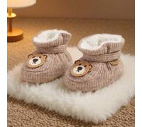 Shein Hermosos y lindos botines de bebé con diseño de dibujos animados, pantuflas de bebé cálidas y acogedoras, zapatos tipo calcetín que se mantienen puest