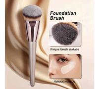 Shein Herramienta de maquillaje Cepillo de polvos de pendiente grande de oro champán suave para base, BB cream, corrector, cepillo delineador para cubrir oj