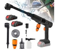 Shein Hidrolavadora portátil inalámbrica, pistola de agua de litio para lavado de autos con cepillo, boquilla 6 en 1 con 2 baterías para limpiar autos, cerc