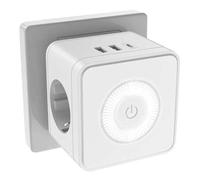 Shein HITRENDS Enchufe Mágico Multifuncional Estándar Alemán 5 en 1 con 2 Puertos USB A + 1 Puerto Tipo C de Carga Rápida, Tres Luces Nocturnas Ajustables,