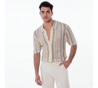 Shein Hombre de Manfinity Hipermode los trajes de baño de los hombres, top casual de punto con impresión y botones, ideal para vacaciones y verano