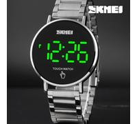 Shein Hombres 1 pieza Reloj digital SKMEI plata de acero inoxidable con tira de moda impermeable redondo esfera , para decoración diaria