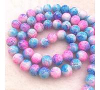 Shein Hombres 30 piezas/set Pulsera simple de vidrio 8mm azul rosado bicolor con textura DIY rosario para mujeres para fabricación de collares