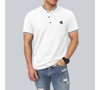Shein Hombres Camisa polo figura & con estampado de caballo ribete de rayas