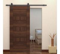 Shein HOMCOM 200 cm Herraje para Puerta Corredera de Madera Kit de Accesorios Guía de Riel con Tornillos Carga Máx. 90 kg Acero al Carbono Marrón