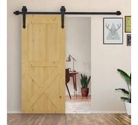 Shein HOMCOM 200cm/6.6FT Herraje para Puerta Corredera Tipo Flecha Kit de Accesorios para Puerta Corrediza Granero de Madera con Guía de Suelo Riel Acero al