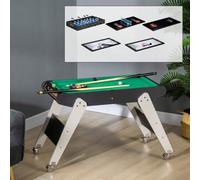 Shein HOMCOM 6 en 1 Mesa Multijuegos con Ruedas Mesa de Billar Ping Pong FutbolÃn Hockey sobre Hielo Aire Hockey Aro de Lanzamiento 120x88x79 cm Negro