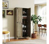 Shein HOMCOM Alacena de Cocina Armario de Cocina Armario de Almacenaje con 2 Puertas y Estantes Ajustables para Comedor Salón 78x31,5x182 cm Marrón Grisáceo