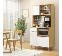 Shein HOMCOM Alacena de Cocina Despensa Armario de Cocina Aparador Alto con 3 Puertas Cajón Estante Ajustable Encimera para Microondas y Toallero 93x40x180