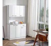 Shein HOMCOM Alacena de Cocina Despensa Armario de Cocina Aparador de Comedor con 1 Cajón 6 Puertas y Estantes Ajustable Estilo Moderno 101x39x180 cm Blanco