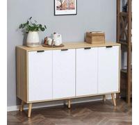 Shein HOMCOM Aparador de Cocina Moderno Mueble Buffet Auxiliar con Estantes Ajustables 2 Armarios y Antivuelco Carga 50 kg para Comedor Salón 120x35x77,4 cm