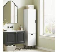 Shein HOMCOM Armario de Baño Alto con Cesto Ropa Sucia Columna de Baño Estrecho con Puerta y Estantes Mueble Auxiliar para Salón Cocina 35x31,5x144 cm Blanc