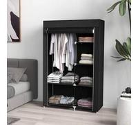 Shein HOMCOM Armario de Tela Plegable Armario de Ropa Organizador Ropero Portátil con Estantes y Barra para Colgar para Dormitorio Vestidor 103x43x162,5 cm