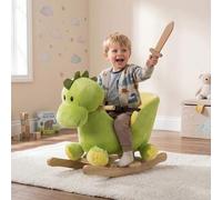Shein HOMCOM Balancín Infantil en Forma de Dinosaurio de Felpa para Bebés 18-36 Meses con Sonido Cinturón de Protección Manillar y Reposapiés 60x33x45 cm Ve