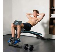 Shein HOMCOM Banco de Musculación Plegable, Banco de Pesas, Respaldo Inclinable de 7 Niveles, Extensión de Pierna, Cojín de Predicador, Banda de Resistencia