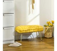Shein HOMCOM Banco Pie de Cama Tapizado en Terciopelo Banco Otomano Pie de Cama con Patas Doradas y Asiento Acolchado para Dormitorio Entradas