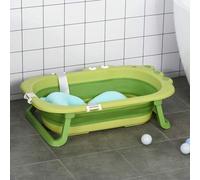 Shein HOMCOM Bañera Plegable para Bebé Recién Nacido hasta 3 Años 50 Litros con Cojín Cómodo y Patas Plegables Carga 50 kg 80x53,9x20,8 cm Verde