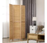 Shein HOMCOM Biombo de 3 Paneles Divisor de Habitación Plegable 120x1,8x170 cm Separador de Ambientes con Patrón de Tejido de Bambú Estilo Rústico para Ofic