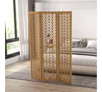 Shein HOMCOM Biombo de 3 Paneles Separador de Ambientes Plegable 120x1,7x170 cm Divisor de Habitación de Madera con Patrones Geométricos para Oficina Dormit